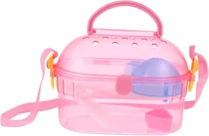 Kisangel Portable Pet Transport Cage for Travel Chinchilla Case Feeder Water Bottle for Hamster