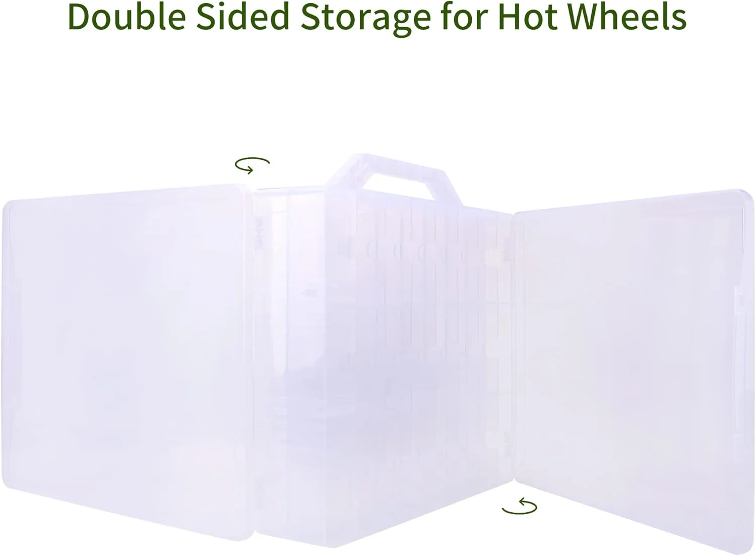 KISLANE Double Sided Toy Car & Doll Storage Case - 48 Compartments, Portable Transparent Case