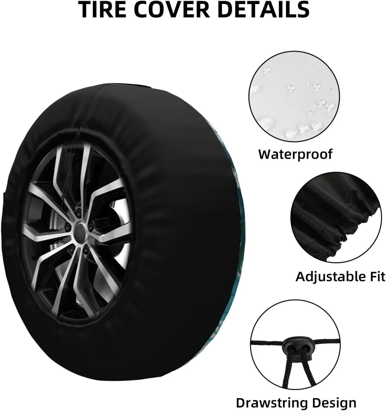 Kiss Dolphin Tale Tire Cover Outdoor Waterproof Snow Sun Rain Wheel Cover Portable Wheel Bags Camper Spare Tire Cover Universal Car Tire Protectors for Trailer RV SUV