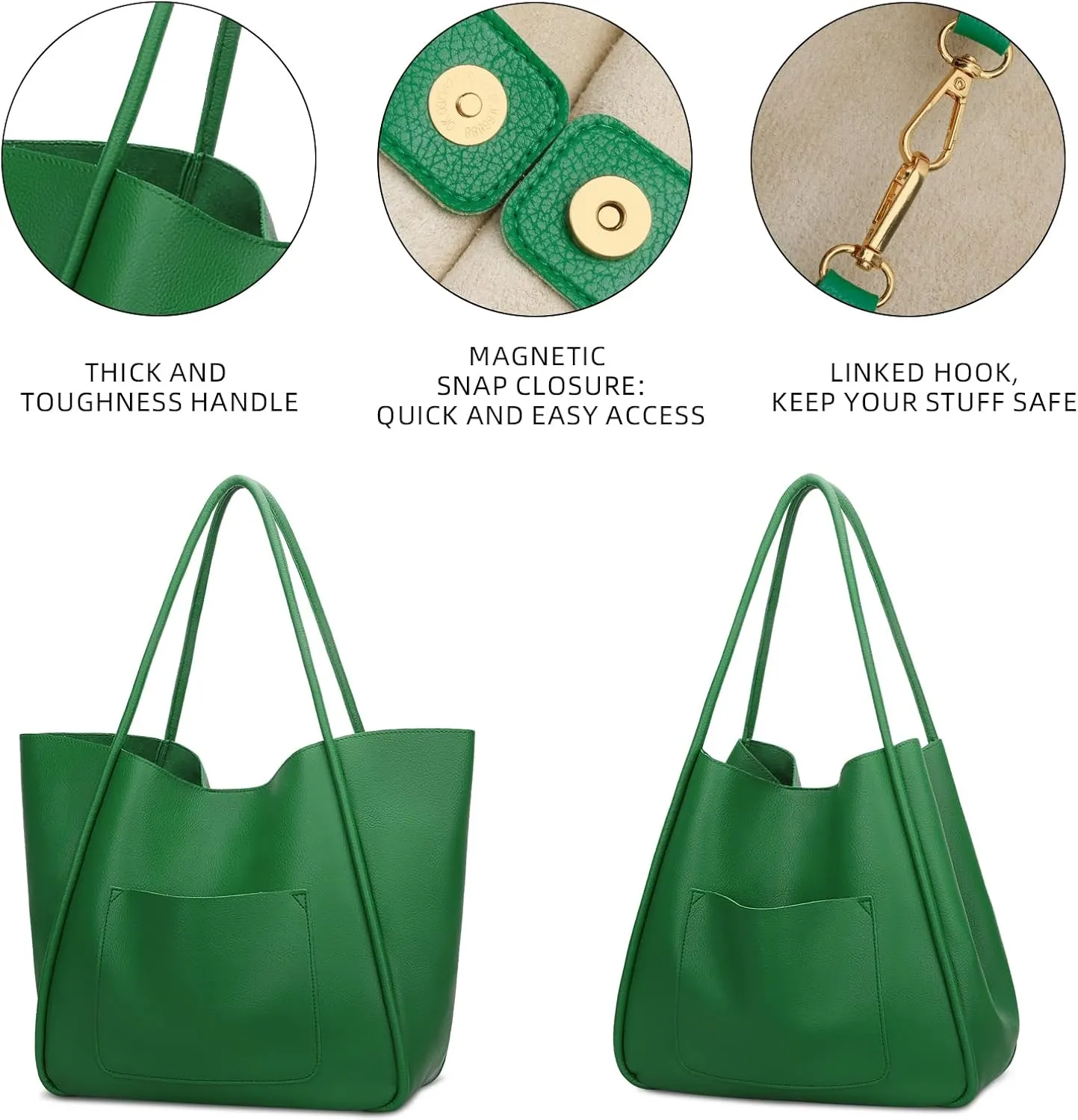 KKXIU Tote Bag for Women Vegan Leather Shoulder Purse Large Capacity Travel Bag