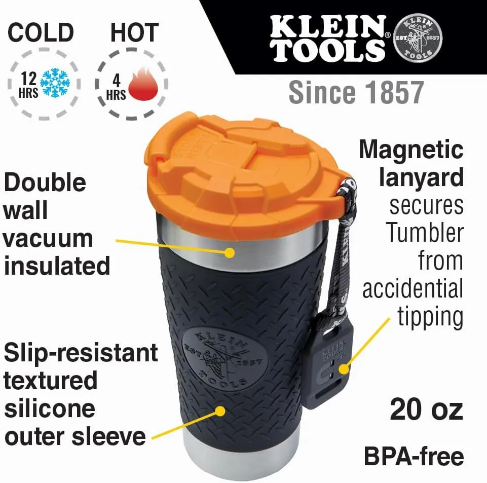 Klein Tools 80062 Backpack Tool Kit with Tradesman Pro 21-Pocket Backpack, Insulated Tumbler and Leather Key-Chain, 3-Piece