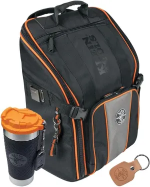 Klein Tools 80062 Backpack Tool Kit with Tradesman Pro 21-Pocket Backpack, Insulated Tumbler and Leather Key-Chain, 3-Piece