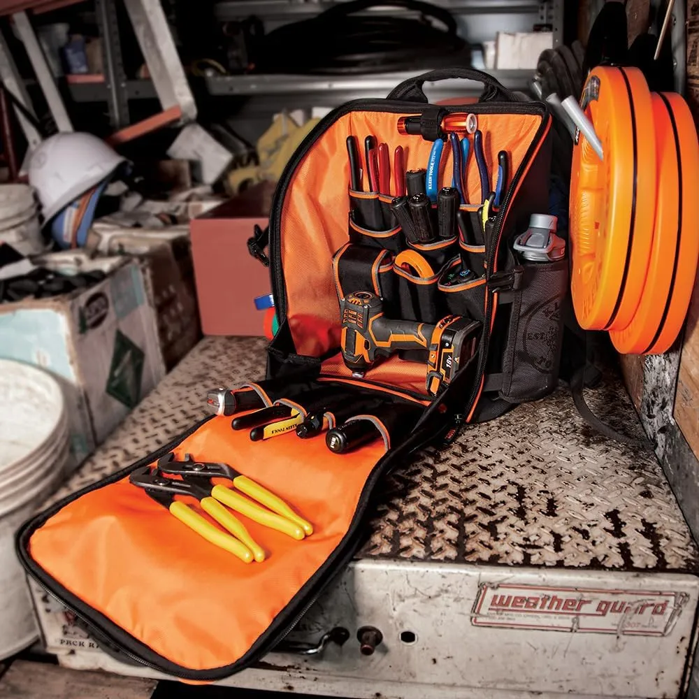 Klein Tools 80062 Backpack Tool Kit with Tradesman Pro 21-Pocket Backpack, Insulated Tumbler and Leather Key-Chain, 3-Piece