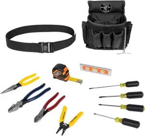 Klein Tools 92003 Hand Tools Kit with Pliers, Screwdrivers, 18-Pocket Nylon Tool Pouch, and More Jobsite Tools, 12-Piece