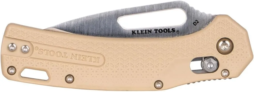 Klein Tools OGK000TNT KTO Resurgence Pocket Knife, D2 Tool Steel Drop Point Blade, Sand Handle Utility Knife for Hunting, Hiking