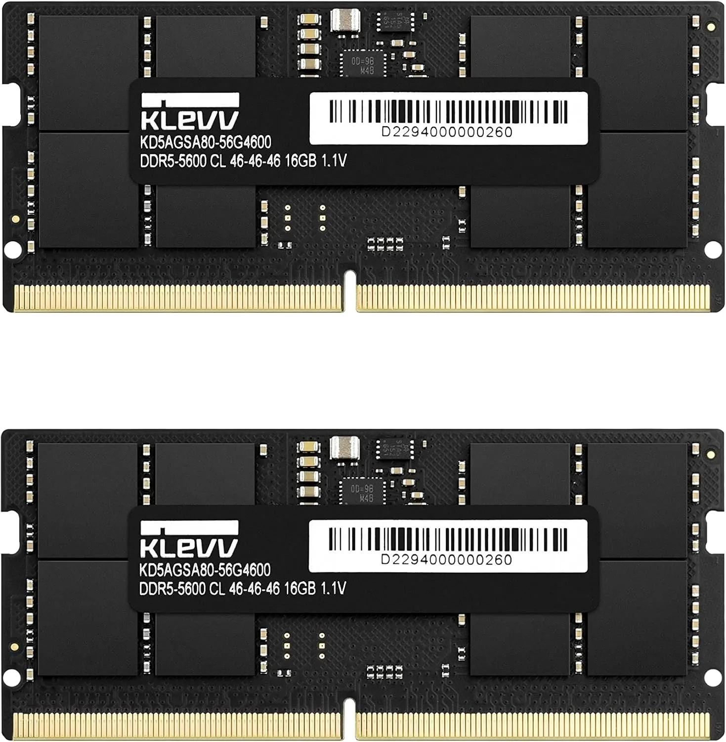 KLEVV DDR5 32GB (1x32GB) 5600MHz CL46 SODIMM SK Hynix A-DIE Laptop Ram Memory 1.1V (KD5BGSA80-56G460A)
