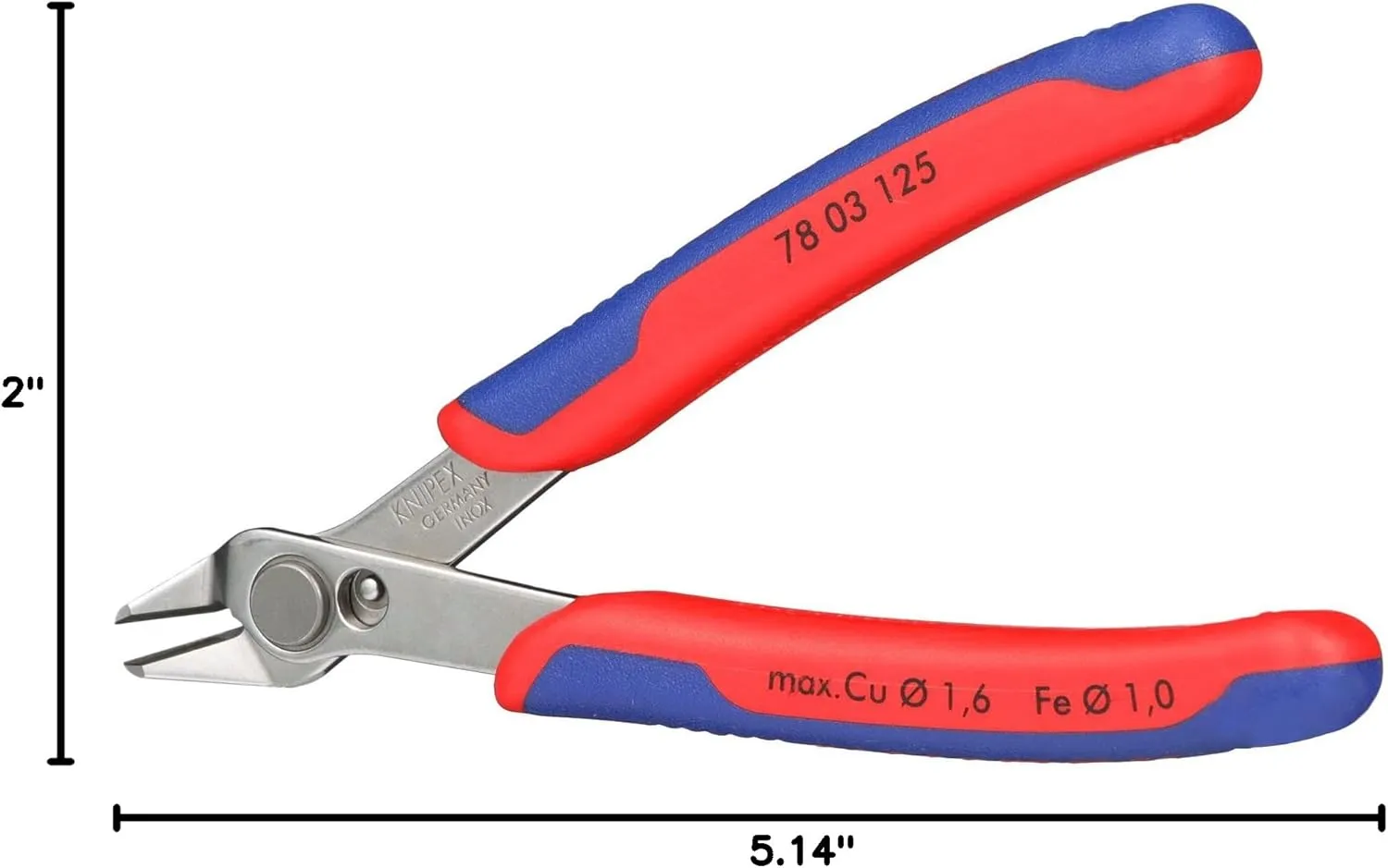 KNIPEX Tools - Electronics Super Knips, INOX Steel, Multi-Component (7803125), 5-Inch