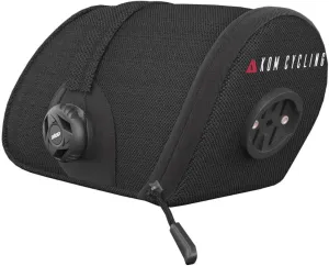 KOM Cycling Saddle Bag - Bike Saddle Bag to Carry Multi-Tool, Tube, Tire Levers, Securely Under Bike Seat Featuring for Garmin Varia Mount, ATOP Lacing Dial, and Inner Pocket for Apple AirTag.