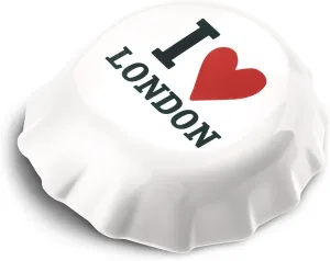 Koziol 3777525 Plopp I Love London Bottle Opener Print: Thermoplastic Resin, White, 8.5 x 7.7 x 2.4 cm