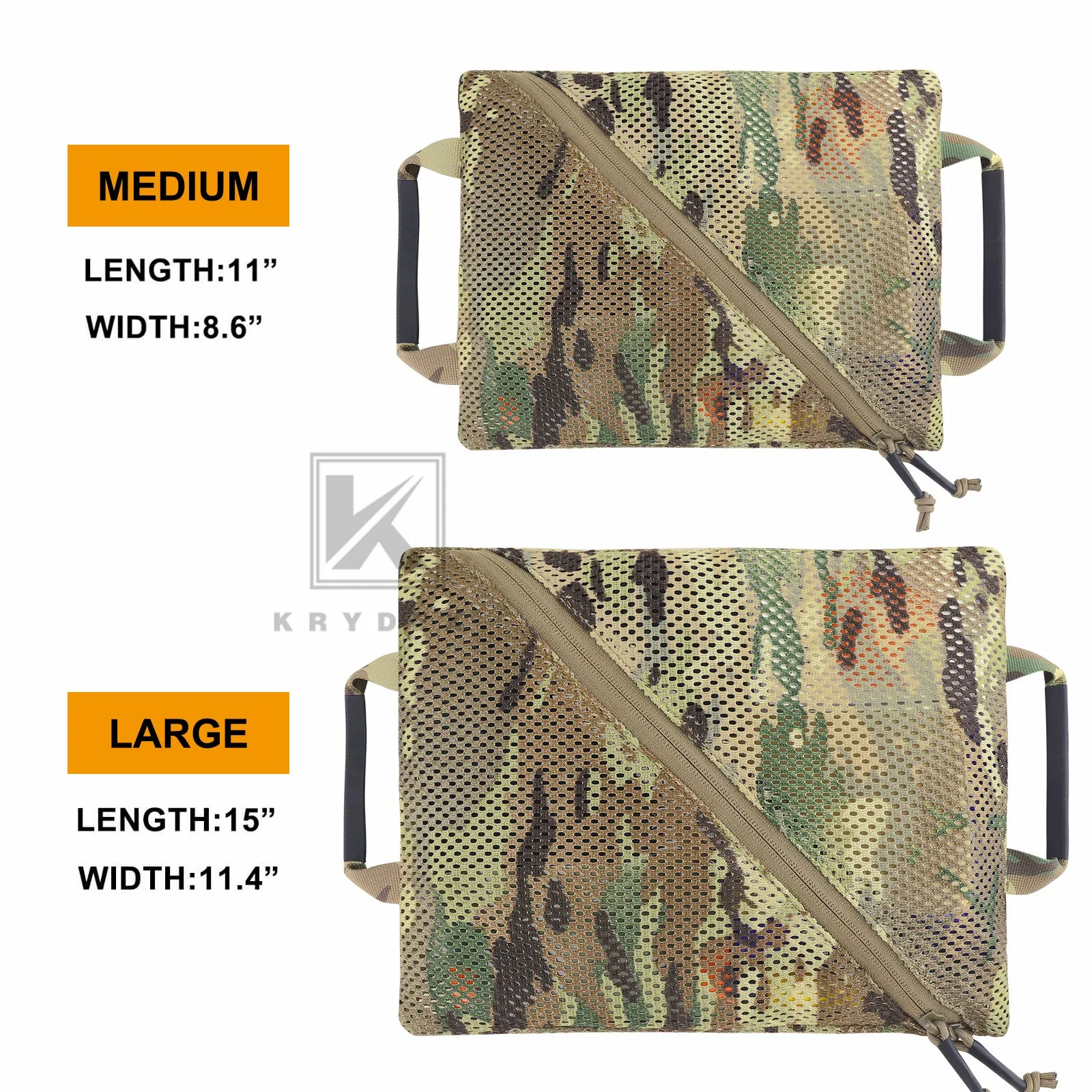 Krydex Tactical Storage Mesh Pouch Set Insert Modular Utility Admin Pockets Travel Organizer EDC Bag