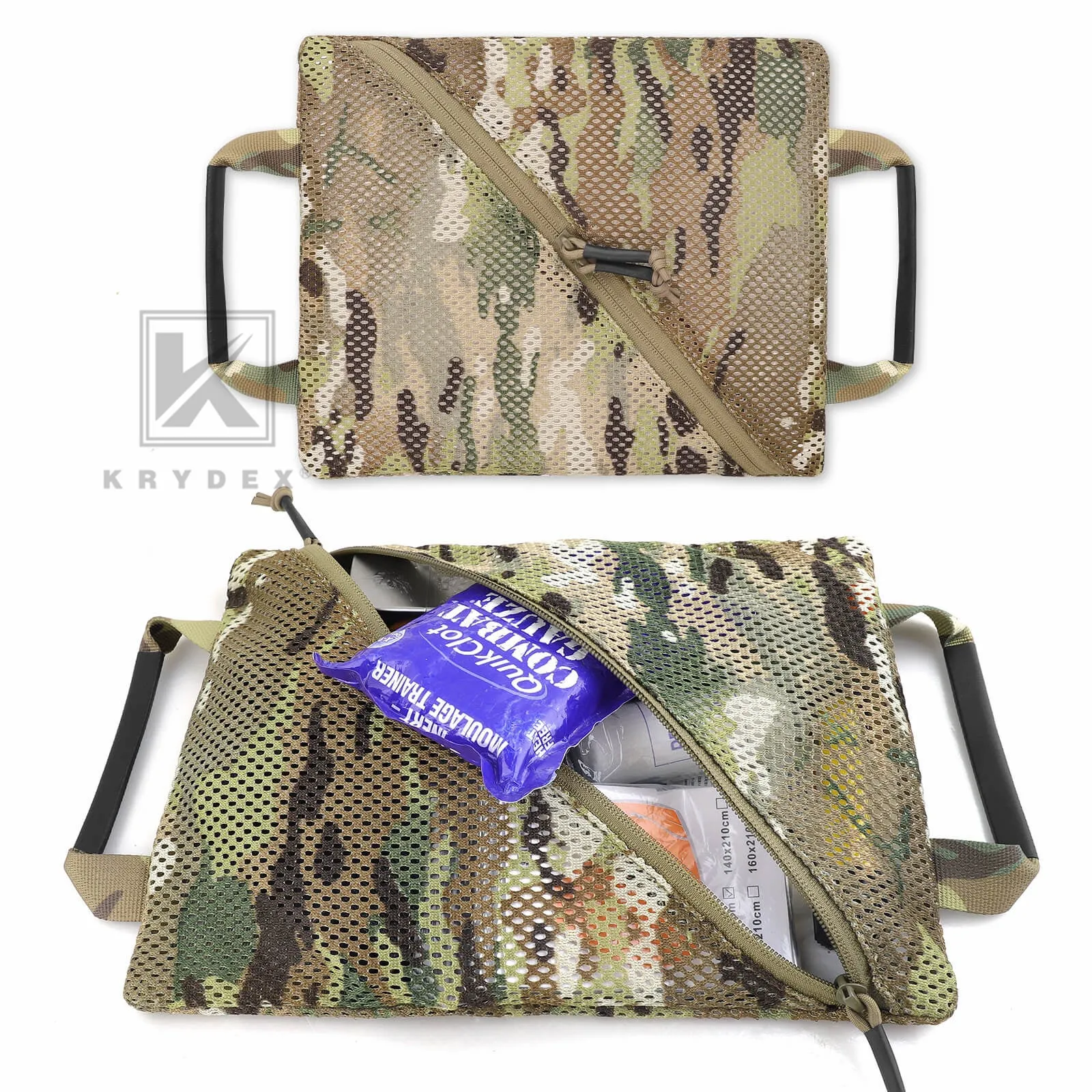 Krydex Tactical Storage Mesh Pouch Set Insert Modular Utility Admin Pockets Travel Organizer EDC Bag