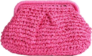 Kseymeir Straw Clutch Purse for Women, Summer Shoulder Crossbody Bag Cloud Pouch Beach Tote Handbag