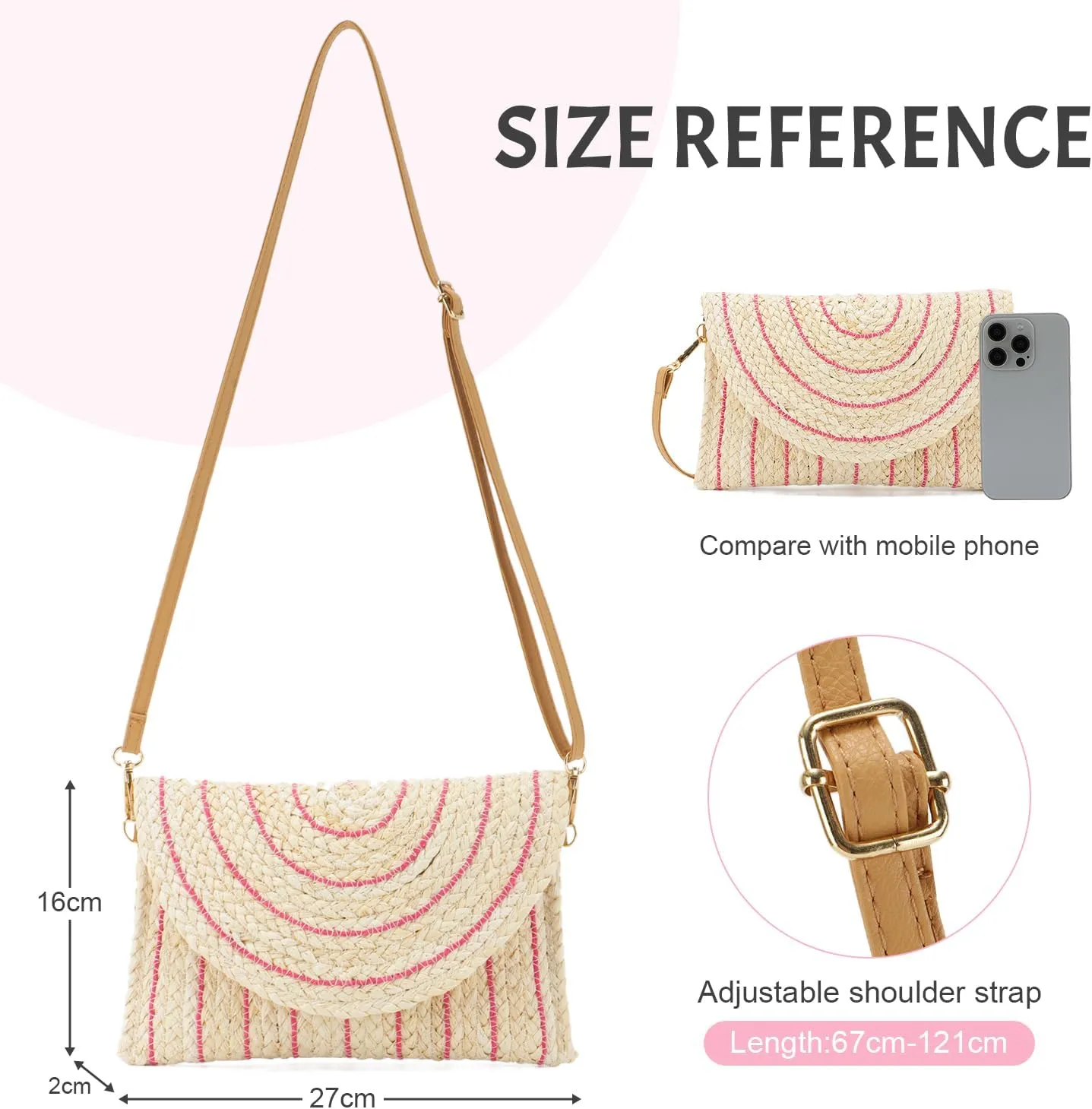 KUANG! Straw Shoulder Bag for Women Woven Purse Beach Envelope Clutch Straw Wallet Crossbody Bag