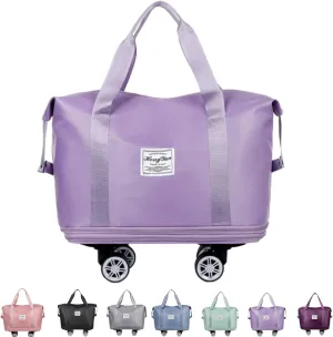 Kulken Travel Bag with Removable Wheels, 2025 New Large Capacity Travel Bag - Universal Wheel Removable(LIGPuple)