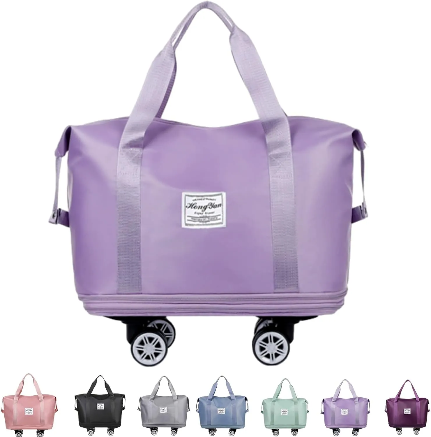 Kulken Travel Bag with Removable Wheels, 2025 New Large Capacity Travel Bag - Universal Wheel Removable(LIGPuple)