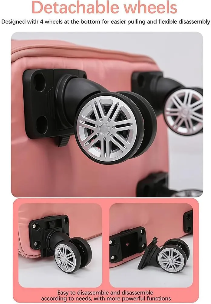 Kulken Travel Bag with Wheels, Expandable Foldable Duffle Bag, Large Capacity Wide-Open Weekend Travel Cosmetic Bag (Pink)