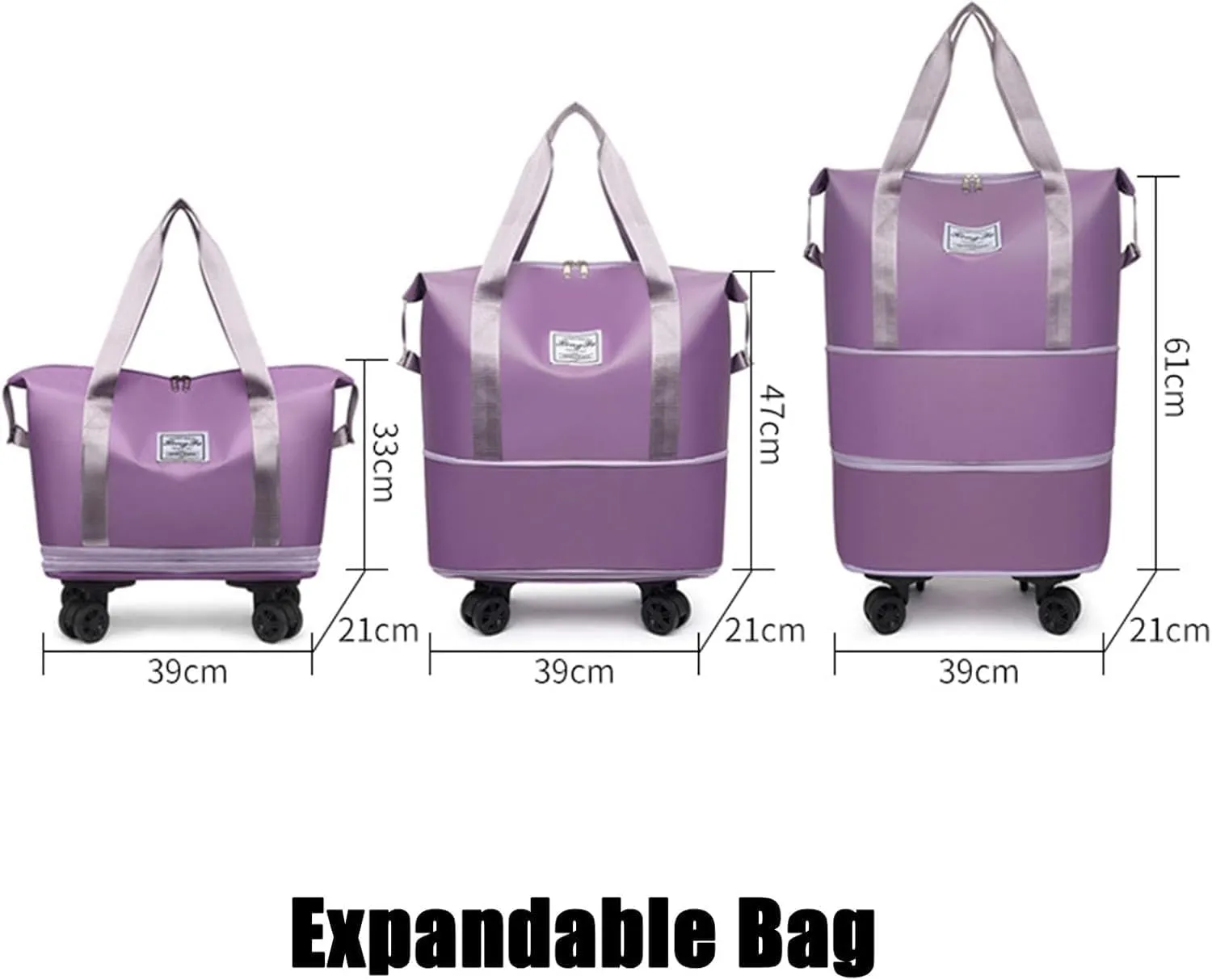 Kulken Travel Bag with Wheels, New Large Capacity Travel Bag, Universal Wheel Removable, For Short Waterproof Travel Storage Bags (Pink)