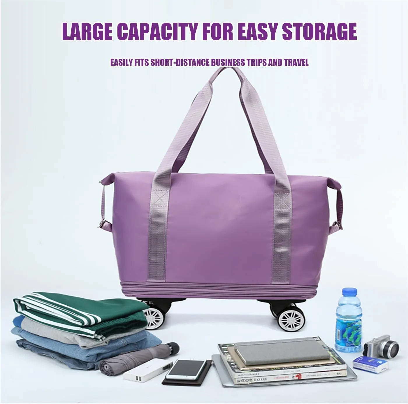 Kulken Travel Bag with Wheels, New Large Capacity Travel Bag, Universal Wheel Removable, For Short Waterproof Travel Storage Bags (Pink)