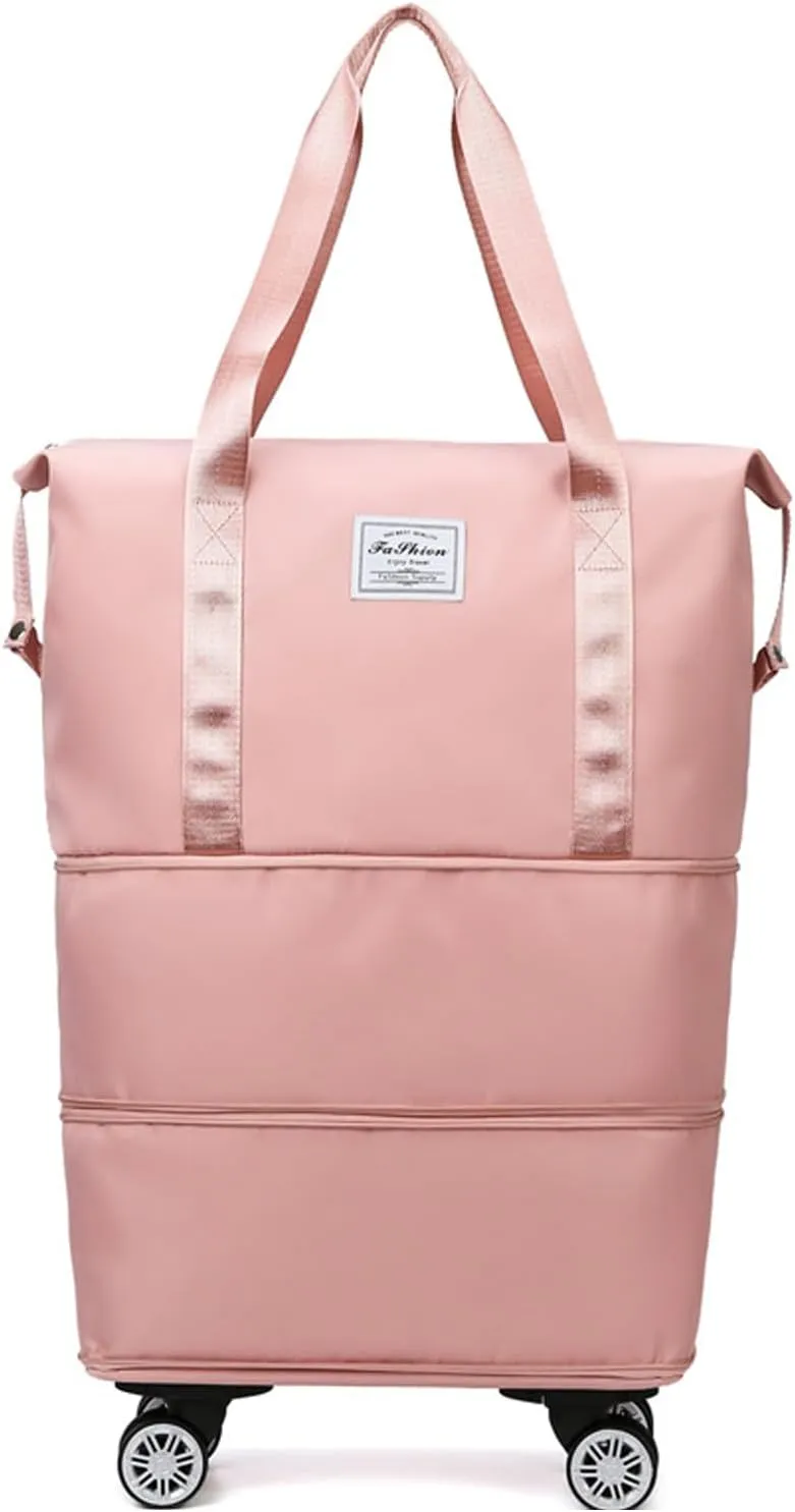 Kulken Travel Bag with Wheels, New Large Capacity Travel Bag, Universal Wheel Removable, For Short Waterproof Travel Storage Bags (Pink)