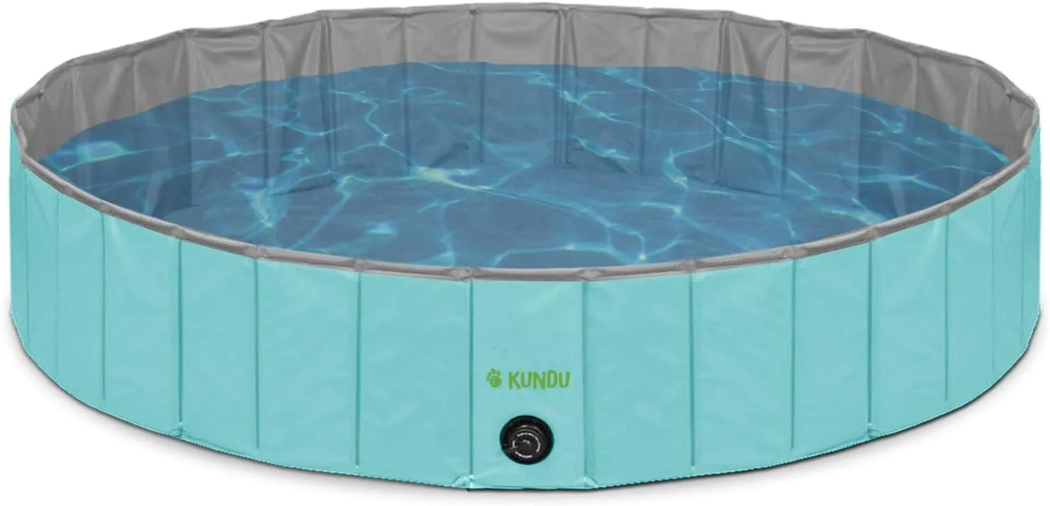 Kundu Round (47" Diameter x 12" Deep) Heavy Duty PVC Pets and Kids Outdoor Pool/Bathing Tub - Portable & Foldable - Large