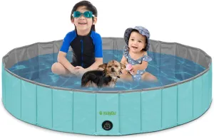 Kundu Round (47" Diameter x 12" Deep) Heavy Duty PVC Pets and Kids Outdoor Pool/Bathing Tub - Portable & Foldable - Large