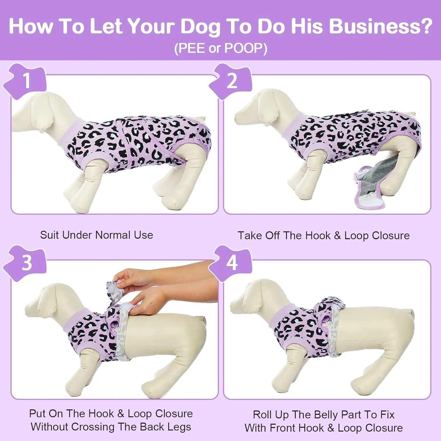 Kuoser Dog Recovery Suit for Dogs After Surgery,Professional Surgical Onesie for Female Male Dogs Spay Neuter,Soft Dog Surgery Suit Bodysuit for Abdominal Wounds Skin Disease,Purple Leopard M