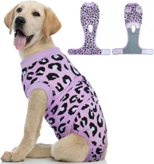 Kuoser Dog Recovery Suit for Dogs After Surgery,Professional Surgical Onesie for Female Male Dogs Spay Neuter,Soft Dog Surgery Suit Bodysuit for Abdominal Wounds Skin Disease,Purple Leopard M