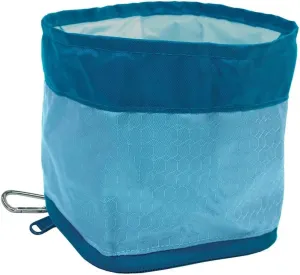 Kurgo Zippy Bowl for Dogs, Collapsible Travel Dog Bowls, Pet Food & Water Hiking Container, Food Grade Silicone, Travel Accessories for Pets, Includes Carabiner, Holds 48 oz (Coastal Blue)