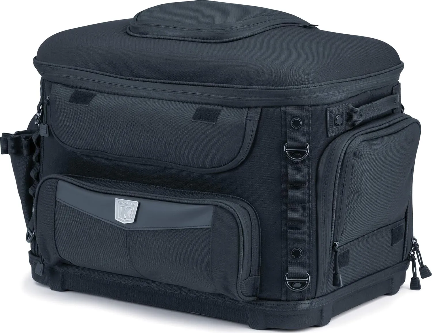 Kuryakyn 5288 Grand Pet Palace: Portable Weather Resistant Motorcycle Dog/Cat Carrier Crate for Luggage Rack or Passenger Seat with Sissy Bar Straps, Black 35 lbs Capacity