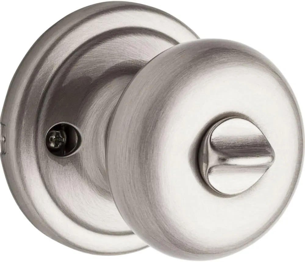 Kwikset Hancock Entry Door Knob with Lock and Key, Secure Keyed Handle Exterior, Front Entrance and Bedroom, Satin Nickel, Pick Resistant SmartKey Rekey Security and Microban