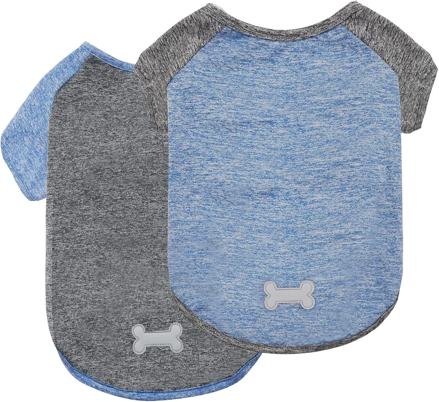 KYEESE 2 Pack Dog Shirts Quick Dry Raglan Sleeve Soft Stretchy Dog T-Shirts with Reflective Label Pet Clothes for Small Dogs