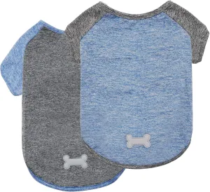 KYEESE 2 Pack Dog Shirts Quick Dry Raglan Sleeve Soft Stretchy Dog T-Shirts with Reflective Label Pet Clothes for Small Dogs