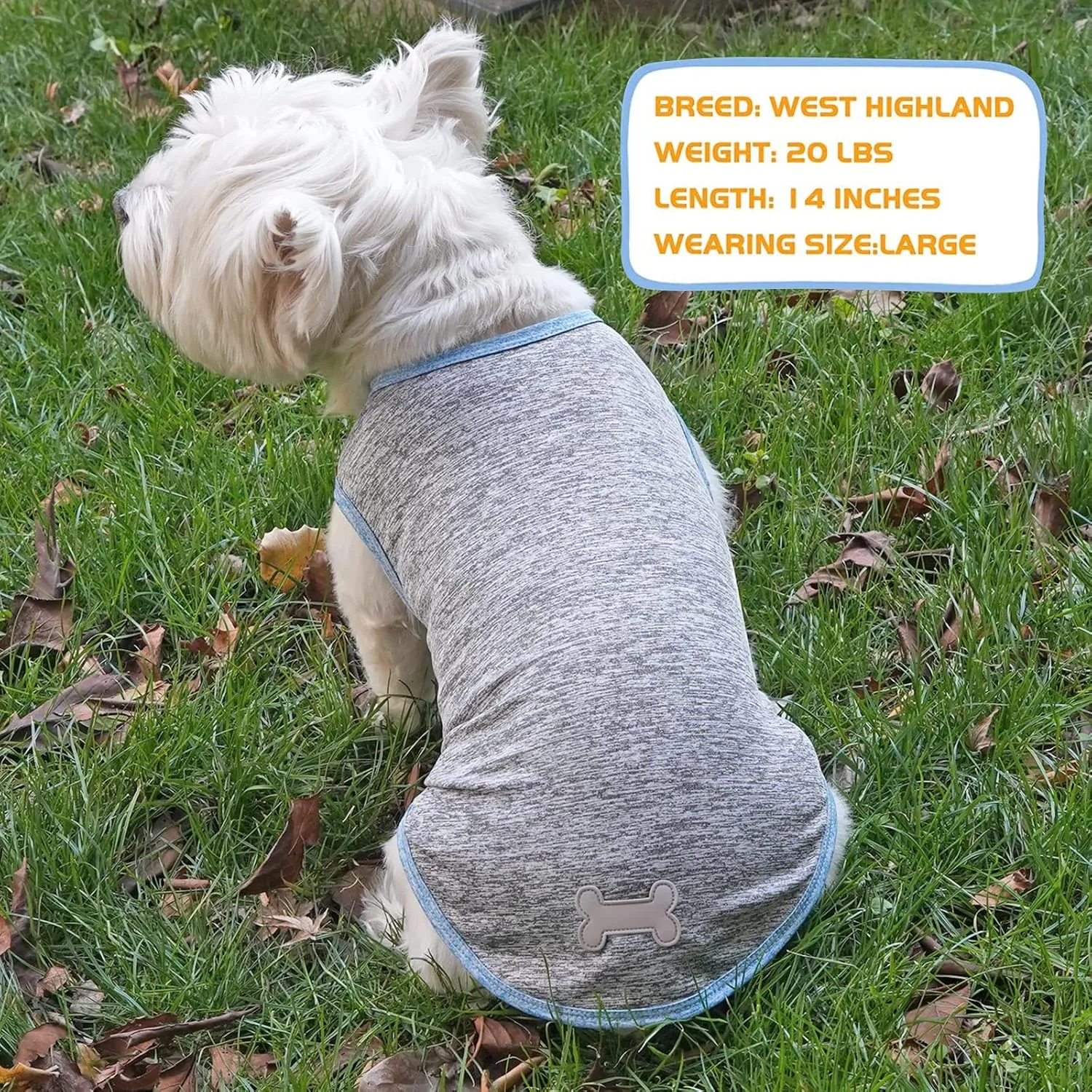 KYEESE 2 Pack Dog Shirts Quick Dry Soft Stretchy Dog T-Shirts with Reflective Label Tank Top Sleeveless Vest Sun Protection Pet Clothes for Large Pet, Large, Light Blue Grey