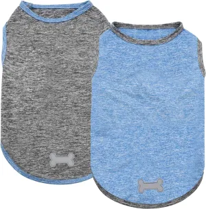 KYEESE 2 Pack Dog Shirts Quick Dry Soft Stretchy Dog T-Shirts with Reflective Label Tank Top Sleeveless Vest Sun Protection Pet Clothes for Large Pet, Large, Light Blue Grey