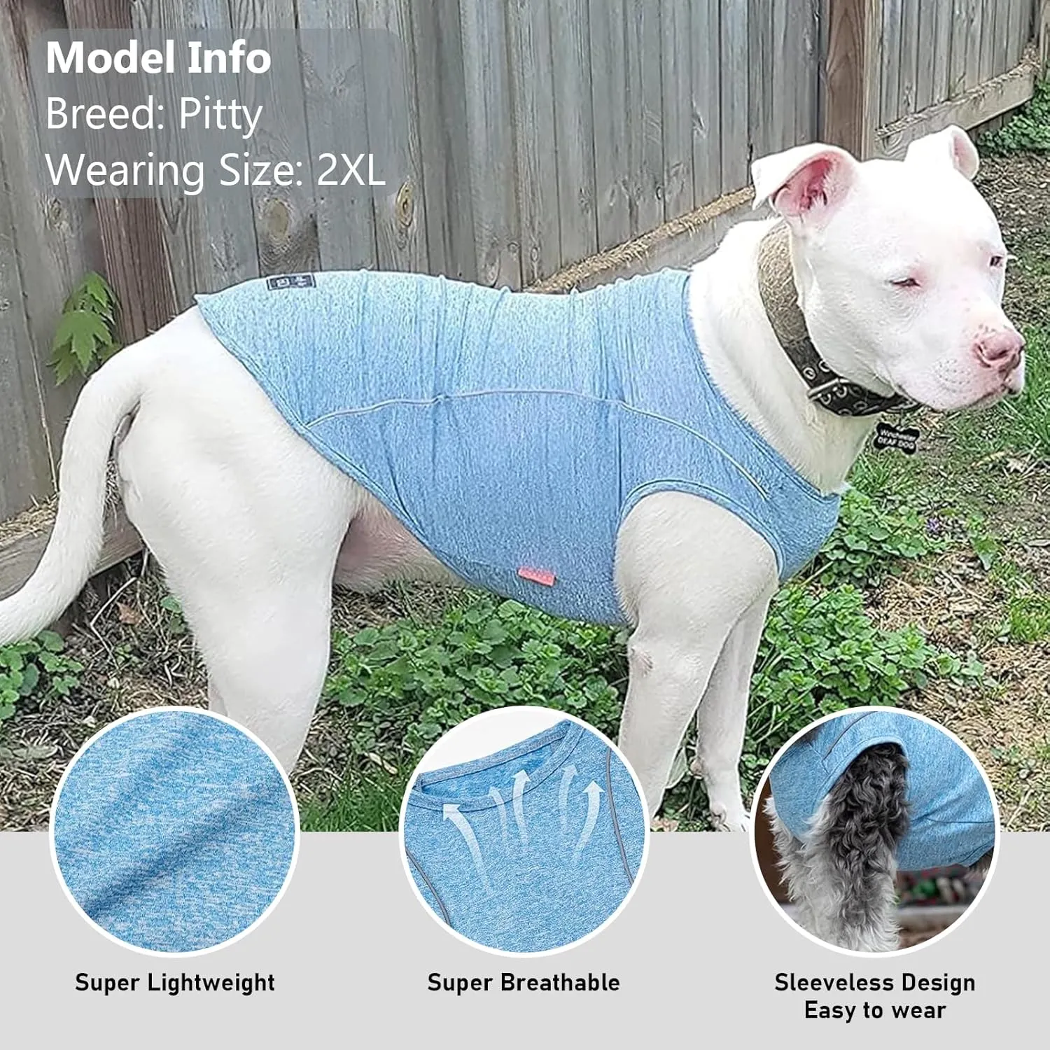 KYEESE 2Pack Dog Shirt with Reflective Stripe Athletic Tank Top Pet T Shirt Breathable Stretchy Sleeveless Dog Vest,Grey Blue,XL