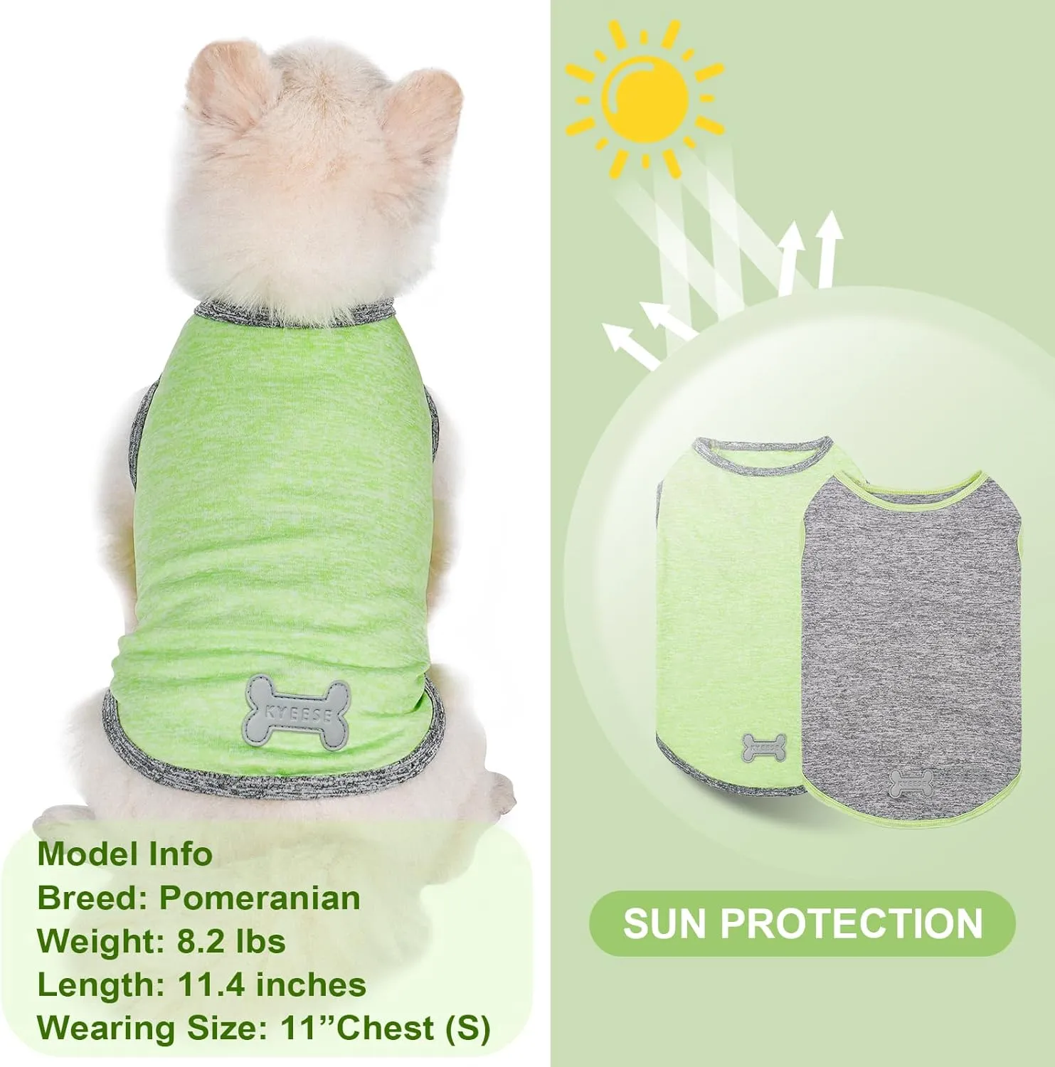 KYEESE 2Pack Dog Shirts Small Dog Shirt with Reflective Label Soft Tank Top Sun Protection Stretchy Sleeveless Pet Vest Lightweight Quick Dry Pet Clothes, Large