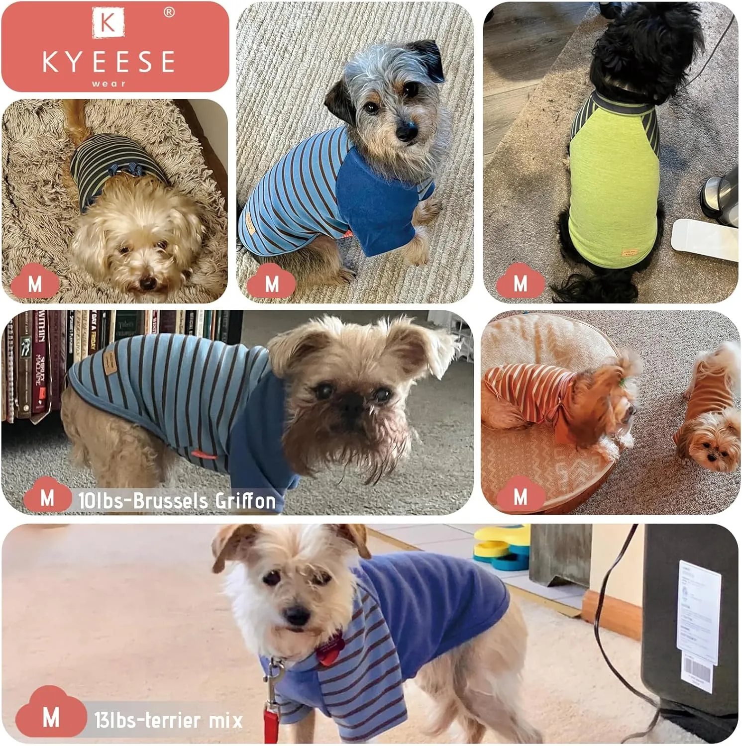 KYEESE 2Pack Stretchy Lightweight Dog Sweater Sweatshirt Fleece Pullover for Small Dogs Male Comfort Soft Coats Dachshund Clothes