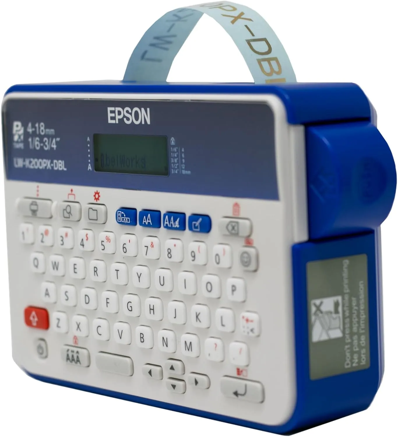 LABELWORKS Epson LW-K200PX-DBL Portable QWERTY Keyboard Label Maker for Home & Hobbies - Craft, Organize, and Personalize - Dark Blue Printer