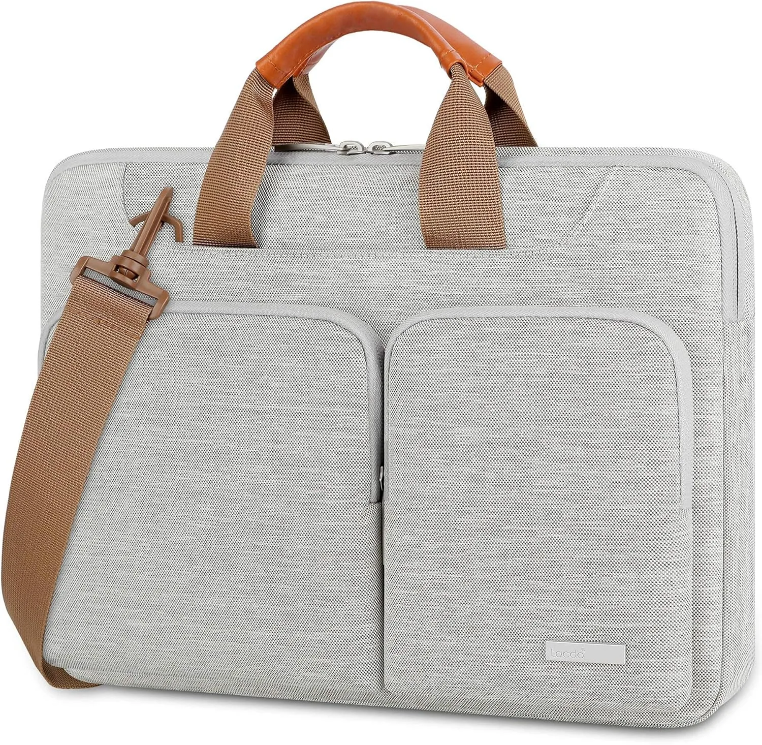 Lacdo 360° Protective Laptop Shoulder Bag, 14 inch Computer Bag for 14 inch New MacBook Pro M4/M3/M2/M1 Chips Pro Max A3112 A3401 A3185 A2918 A2992 A2779 A2442 2024-2021 Computer Messenger Bag, Gray
