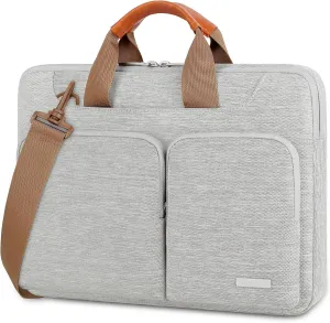 Lacdo 360° Protective Laptop Shoulder Bag, 14 inch Computer Bag for 14 inch New MacBook Pro M4/M3/M2/M1 Chips Pro Max A3112 A3401 A3185 A2918 A2992 A2779 A2442 2024-2021 Computer Messenger Bag, Gray