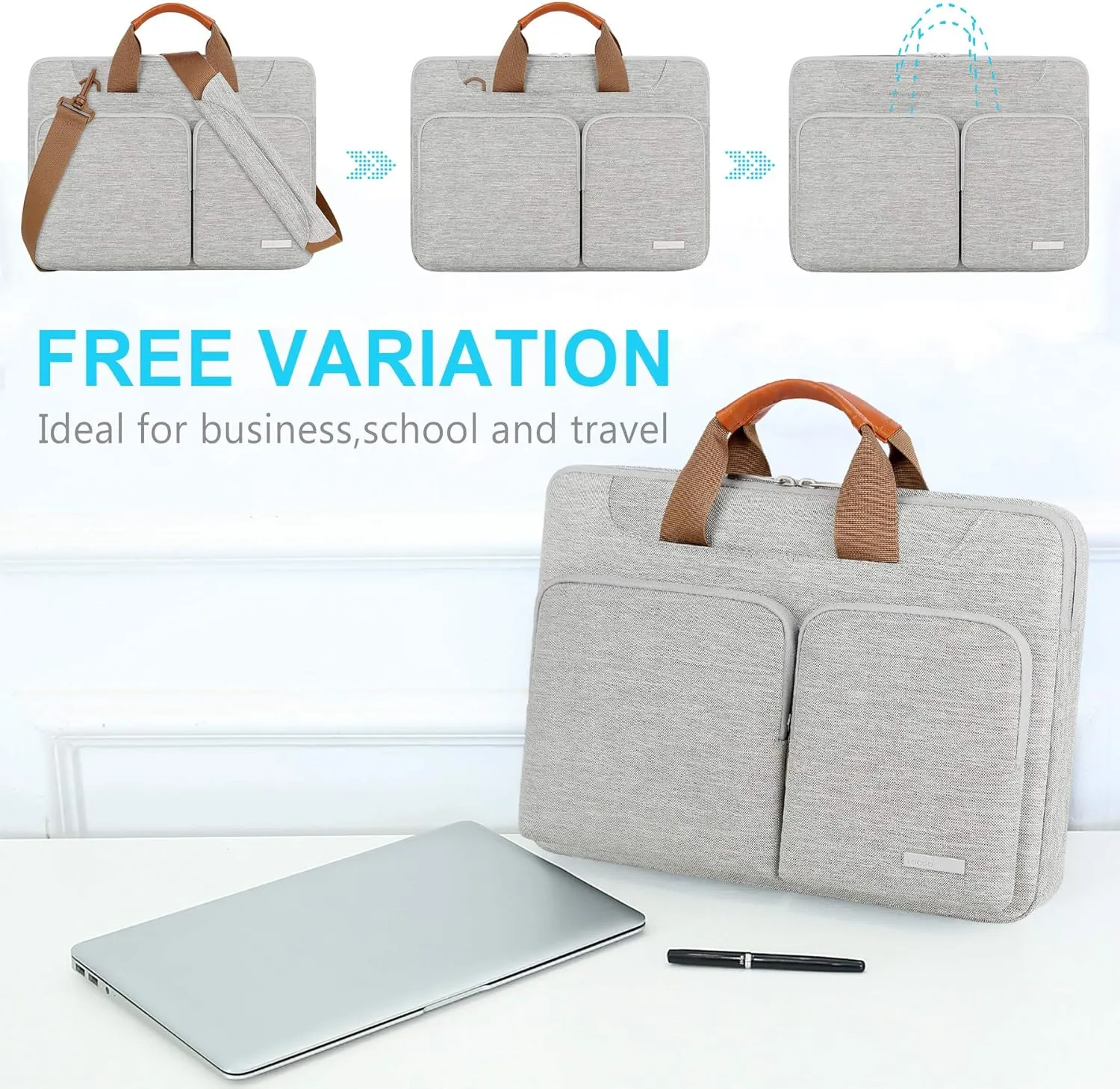 Lacdo 360° Protective Laptop Shoulder Bag, 14 inch Computer Bag for 14 inch New MacBook Pro M4/M3/M2/M1 Chips Pro Max A3112 A3401 A3185 A2918 A2992 A2779 A2442 2024-2021 Computer Messenger Bag, Gray