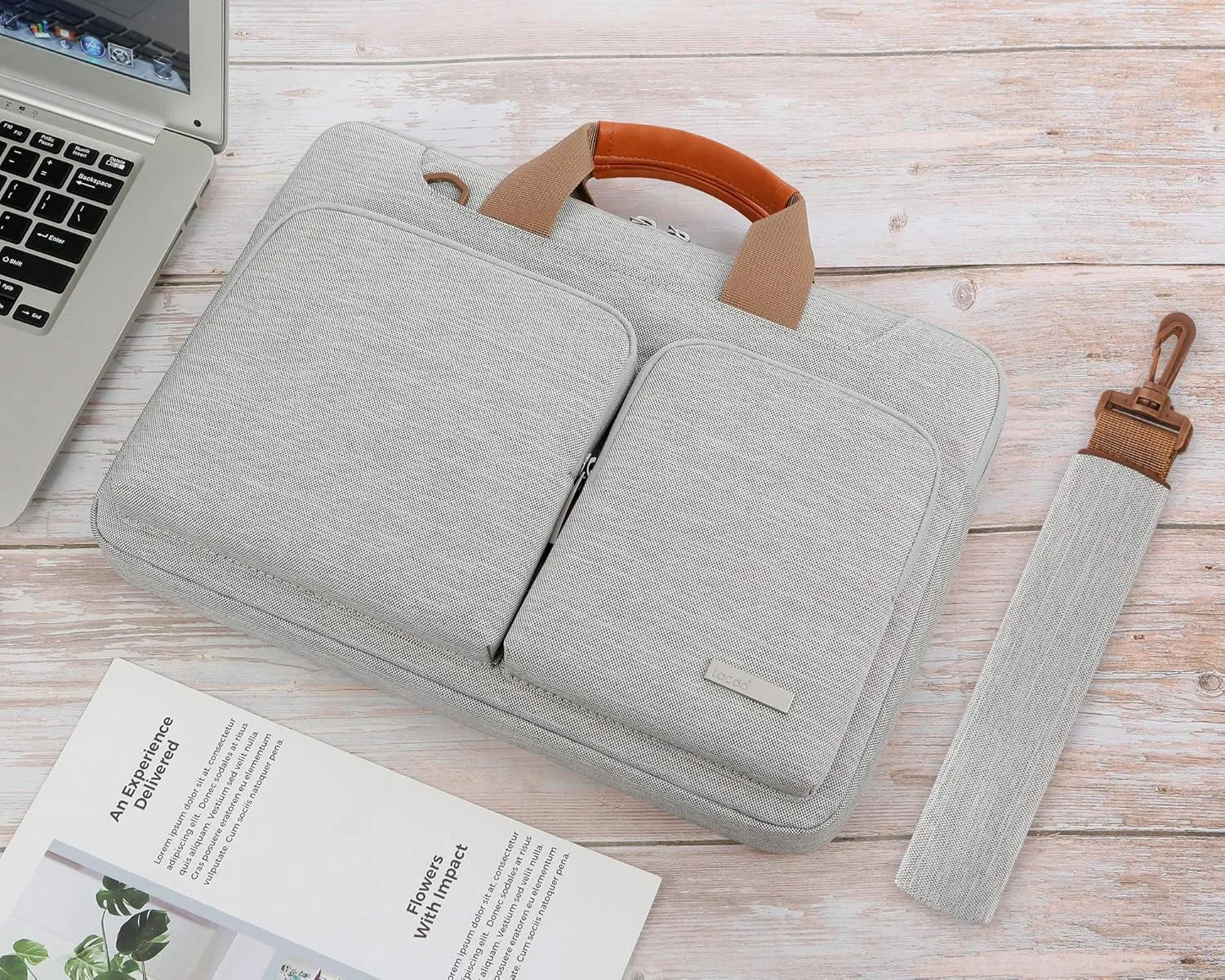 Lacdo 360° Protective Laptop Shoulder Bag, 14 inch Computer Bag for 14 inch New MacBook Pro M4/M3/M2/M1 Chips Pro Max A3112 A3401 A3185 A2918 A2992 A2779 A2442 2024-2021 Computer Messenger Bag, Gray