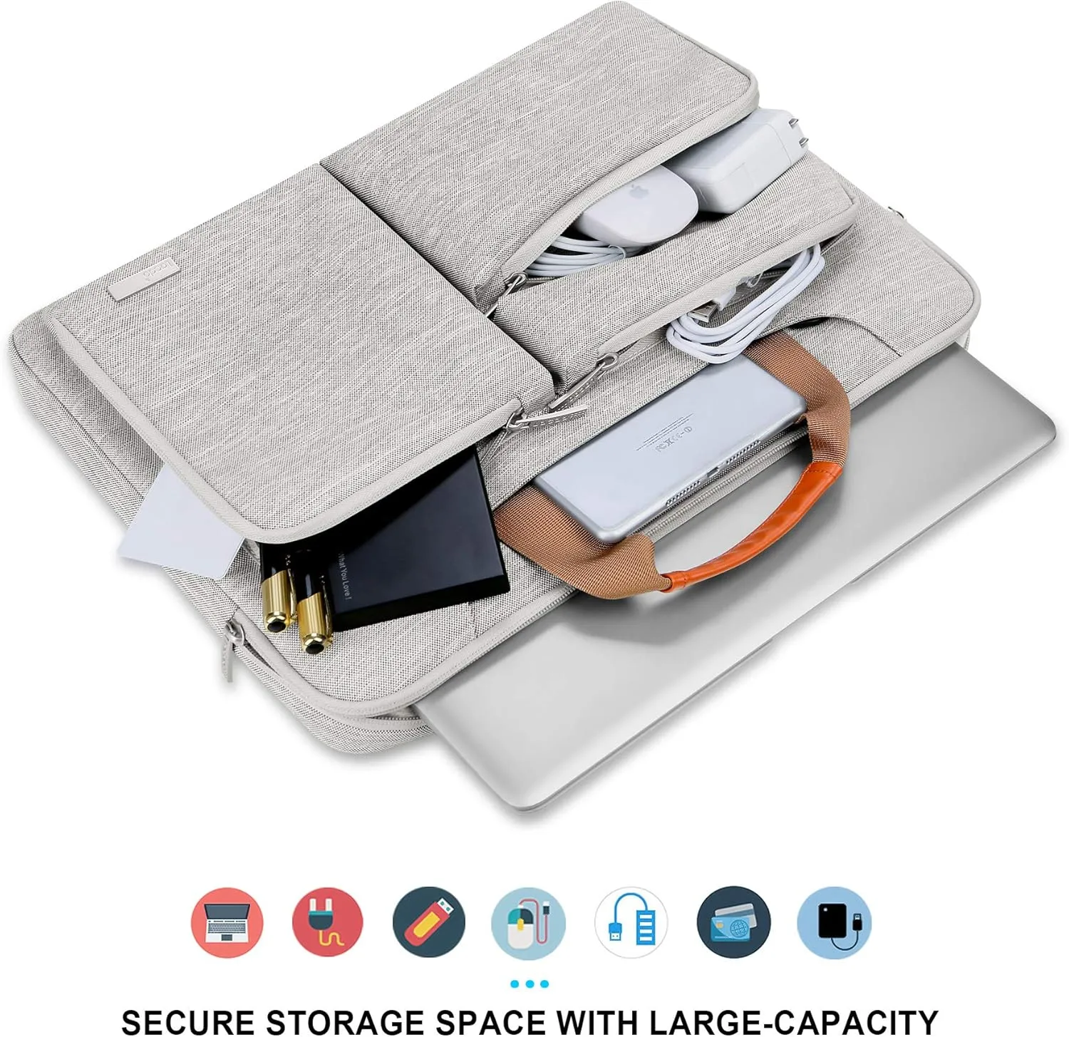Lacdo 360° Protective Laptop Shoulder Bag, 14 inch Laptop Bag for 14 inch New MacBook Pro M4/M3/M2/M1 Chips Pro Max A3112 A3401 A3185 A2918 A2992 A2779 A2442 2024-2021 Computer Messenger Bag, Gray