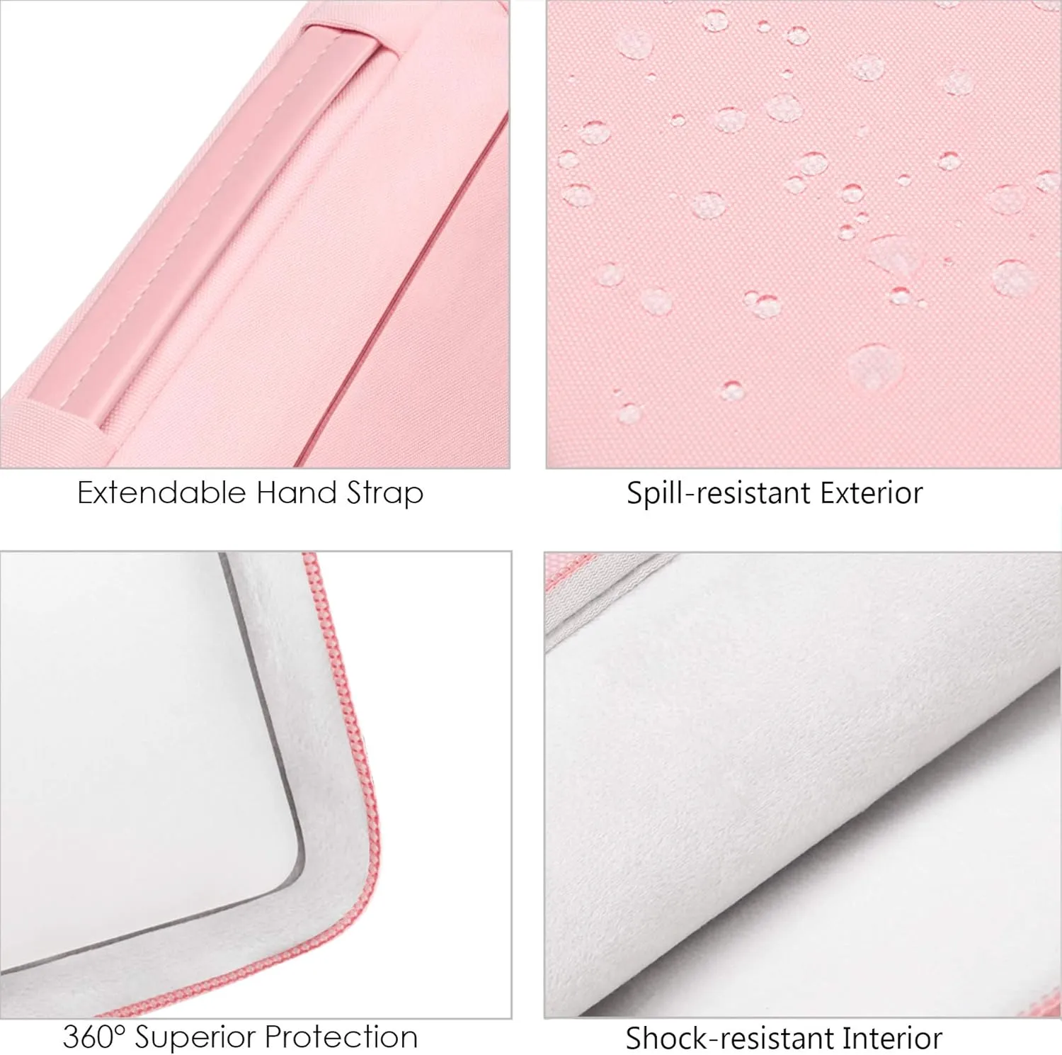 Lacdo 360° Protective Laptop Sleeve Case for 13 inch New MacBook Air M4 A3240 2025, M3 A3113, M2 A2681, M1 A2337 | 13" MacBook Pro M2/M1 A2338 A2251 | 13" iPad Air M3 / iPad Pro M4 Computer Bag, Pink