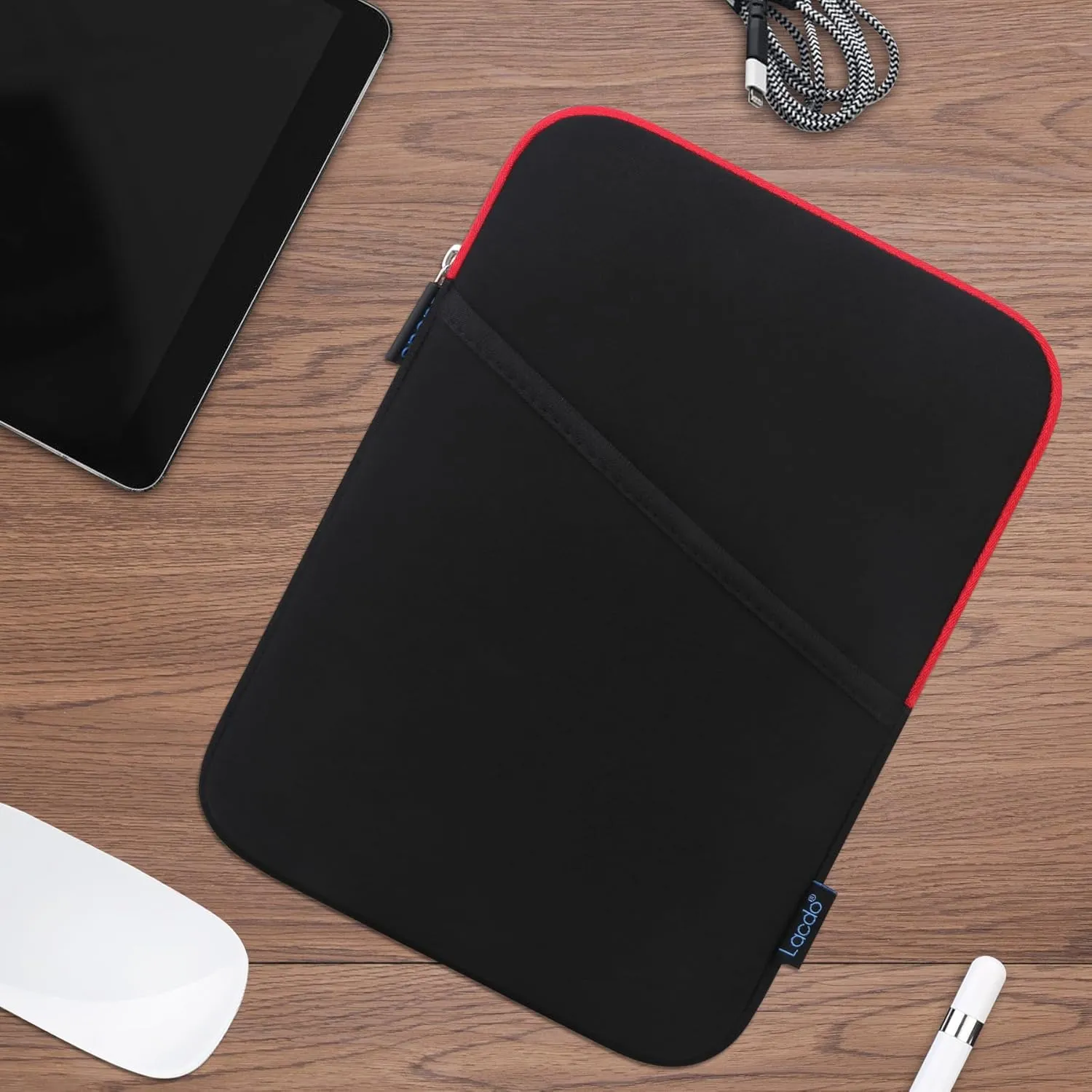 Lacdo Tablet Sleeve Case for 13 inch New iPad Air M3 M2 2025-2024, 13 inch New iPad Pro M4 2024, 12.9 inch iPad Pro 6 5 4 3 2022-2018 with Magic Keyboard and Smart Keyboard Folio Protective Bag, Red