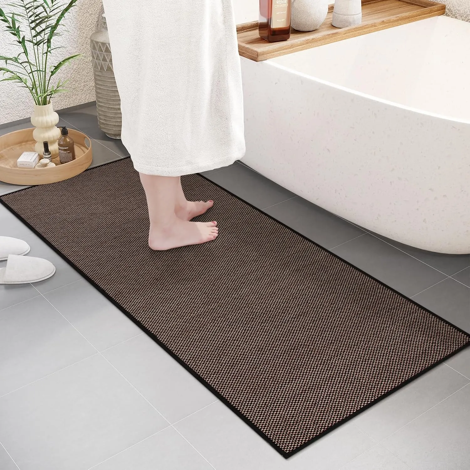 Lahome Farmhouse Black Runner Rug, 2x5 Runners for Hallways Entryway Non Slip Washable Kitchen Rugs, Neutral Non Shedding Floor Carpet for Entry Bathroom