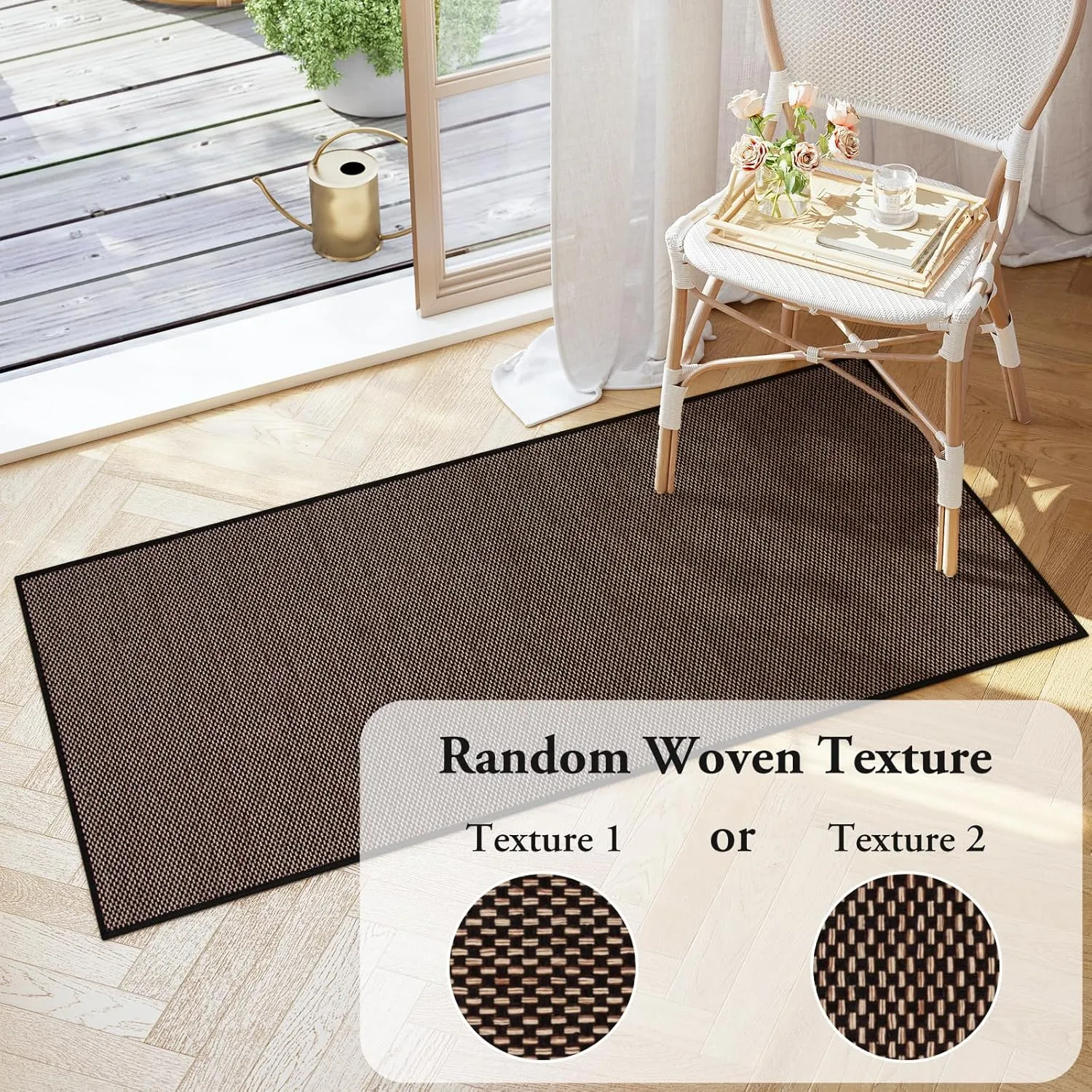 Lahome Farmhouse Black Runner Rug, 2x5 Runners for Hallways Entryway Non Slip Washable Kitchen Rugs, Neutral Non Shedding Floor Carpet for Entry Bathroom