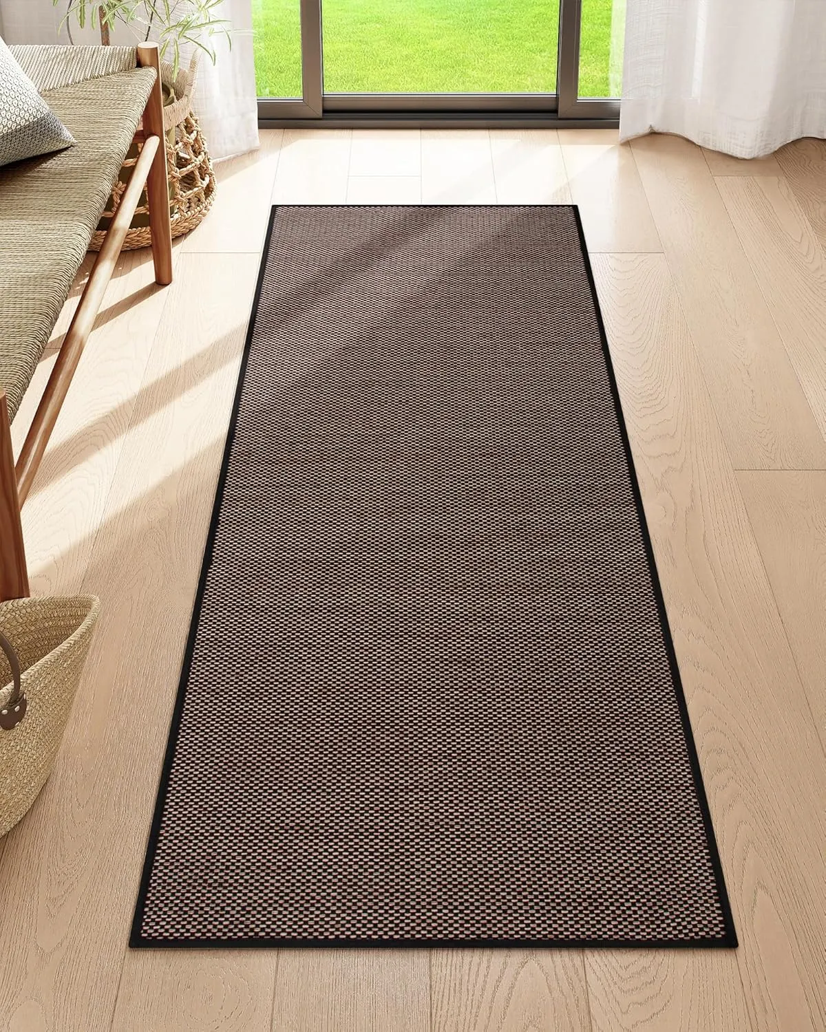 Lahome Farmhouse Black Runner Rug, 2x5 Runners for Hallways Entryway Non Slip Washable Kitchen Rugs, Neutral Non Shedding Floor Carpet for Entry Bathroom