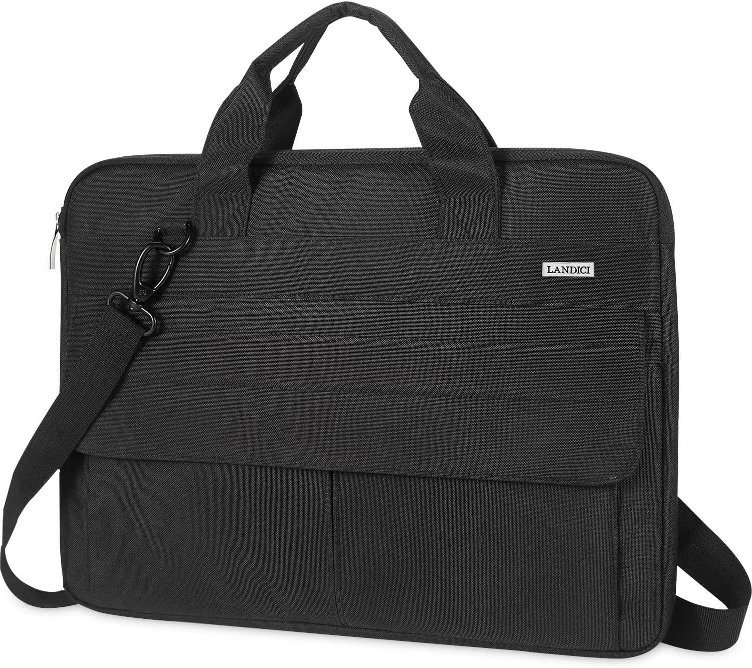 LANDICI Laptop Bag Carrying Case 15.6 Inch with Shoulder Strap, Slim Waterproof Computer Sleeve Cover Compatible with MacBook Pro 15/16, 15-16 Inch HP Acer Dell Lenovo ASUS Laptop, Black
