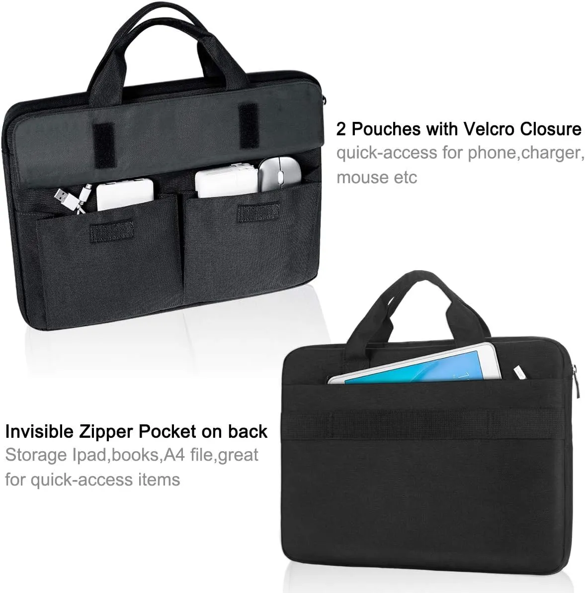 LANDICI Laptop Bag Carrying Case 15.6 Inch with Shoulder Strap, Slim Waterproof Computer Sleeve Cover Compatible with MacBook Pro 15/16, 15-16 Inch HP Acer Dell Lenovo ASUS Laptop, Black